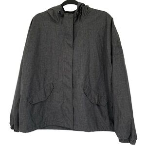 Sweaty Betty Windbreaker Jacket Womens XL Gray Oversized Full Zip Waterproof